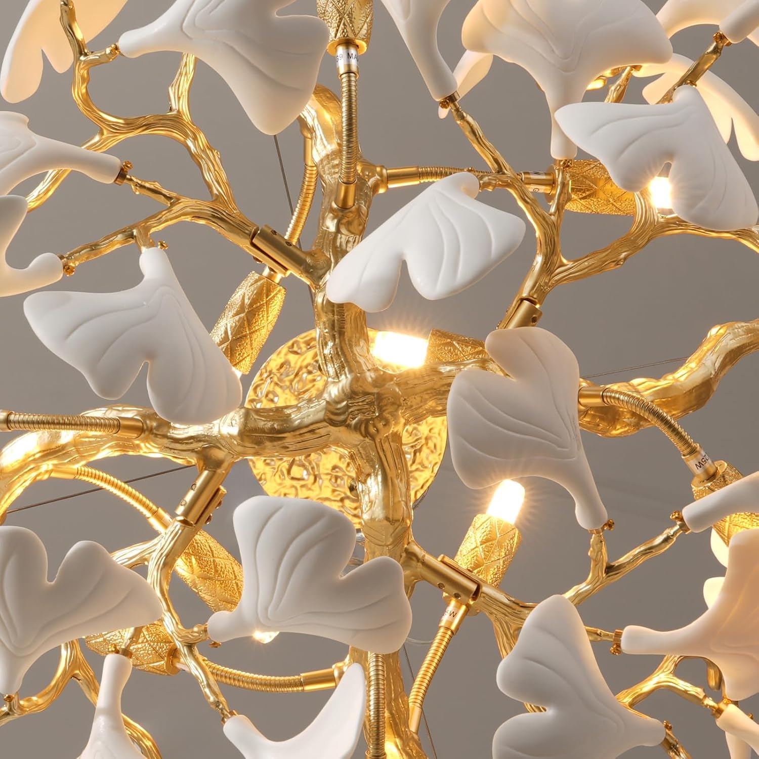 Gold Tree Branches 31" Sputnik Ginkgo Leaf Ceiling Chandelier - Pendant - 31.5inBlushlighting