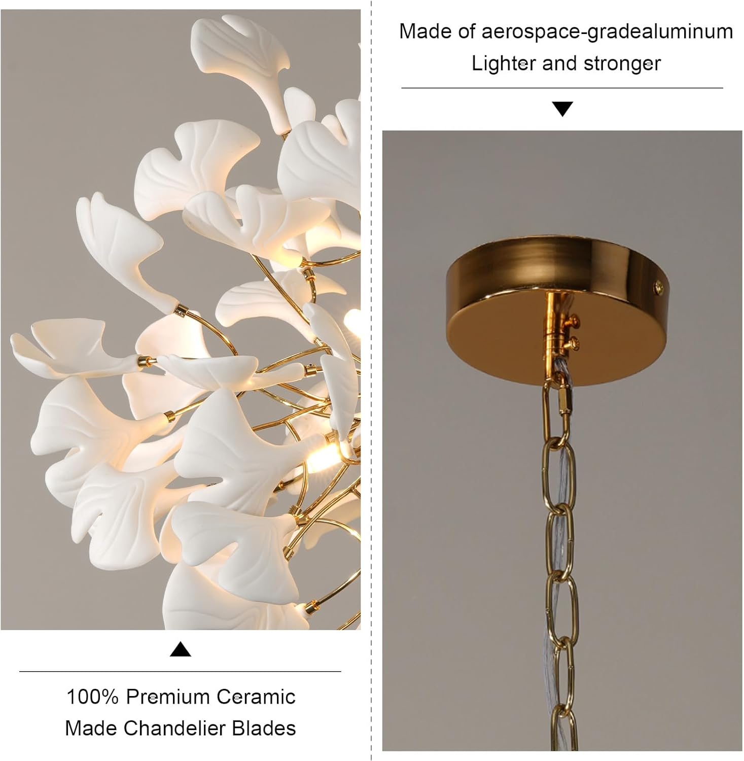 Gold Tree Branches 31" Sputnik Ginkgo Leaf Ceiling Chandelier - Pendant - 31.5inBlushlighting