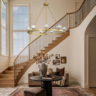 Gold Wagon Wheel Chandelier – 36" 9-Light Crystal Fixture for Modern Homes