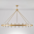 Gold Wagon Wheel Chandelier 60" Crystal Shade, 60 Lights, Farmhouse