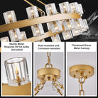 Gold Wagon Wheel Chandelier 60" Crystal Shade, 60 Lights, Farmhouse