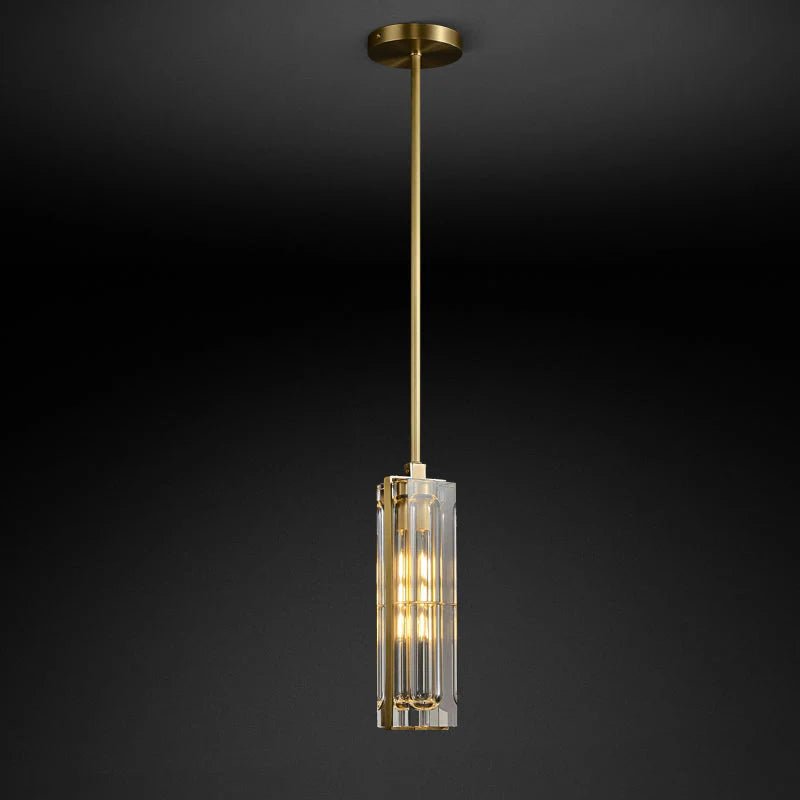 Golden Rectangular Crystal Pendant Lighting - W2.8" X H12"Blushlighting
