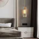 Golden Rectangular Crystal Pendant Lighting - W2.8" X H12"Blushlighting