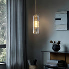 Golden Rectangular Crystal Pendant Lighting - W2.8" X H12"Blushlighting