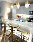 Gold/Silver Round Modern Tiered Metal Crystal Chandelier - Round/Pendant/ 2 Layers D11.8"*H13"/3 LightsGoldWarm LightBlushlighting