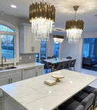 Gold/Silver Round Modern Tiered Metal Crystal Chandelier - Round/Pendant/ 2 Layers D18"*H22"/6 LightsGoldWhite LightBlushlighting