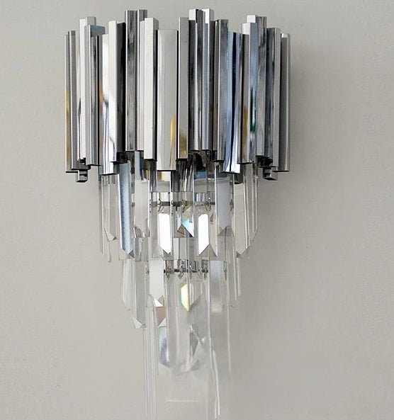Gold/Silver Round Modern Tiered Metal Crystal Chandelier - 1 Layer Wall Light: D15.74" *H19.67"/9kgSilverWarm LightBlushlighting