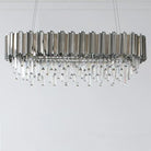 Gold/Silver Round Modern Tiered Metal Crystal Chandelier - Rectangle: L35.5" *W11.8" *H13.8"/7 LightsSilverWarm LightBlushlighting