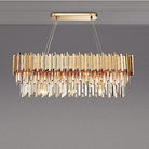 Gold/Silver Round Modern Tiered Metal Crystal Chandelier - Rectangle: L35.5" *W11.8" *H13.8"/7 LightsSilverWarm LightBlushlighting