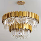 Gold/Silver Round Modern Tiered Metal Crystal Chandelier - Round: 2 Layers D31.5"*H21.6"/15 LightsGoldWhite LightBlushlighting