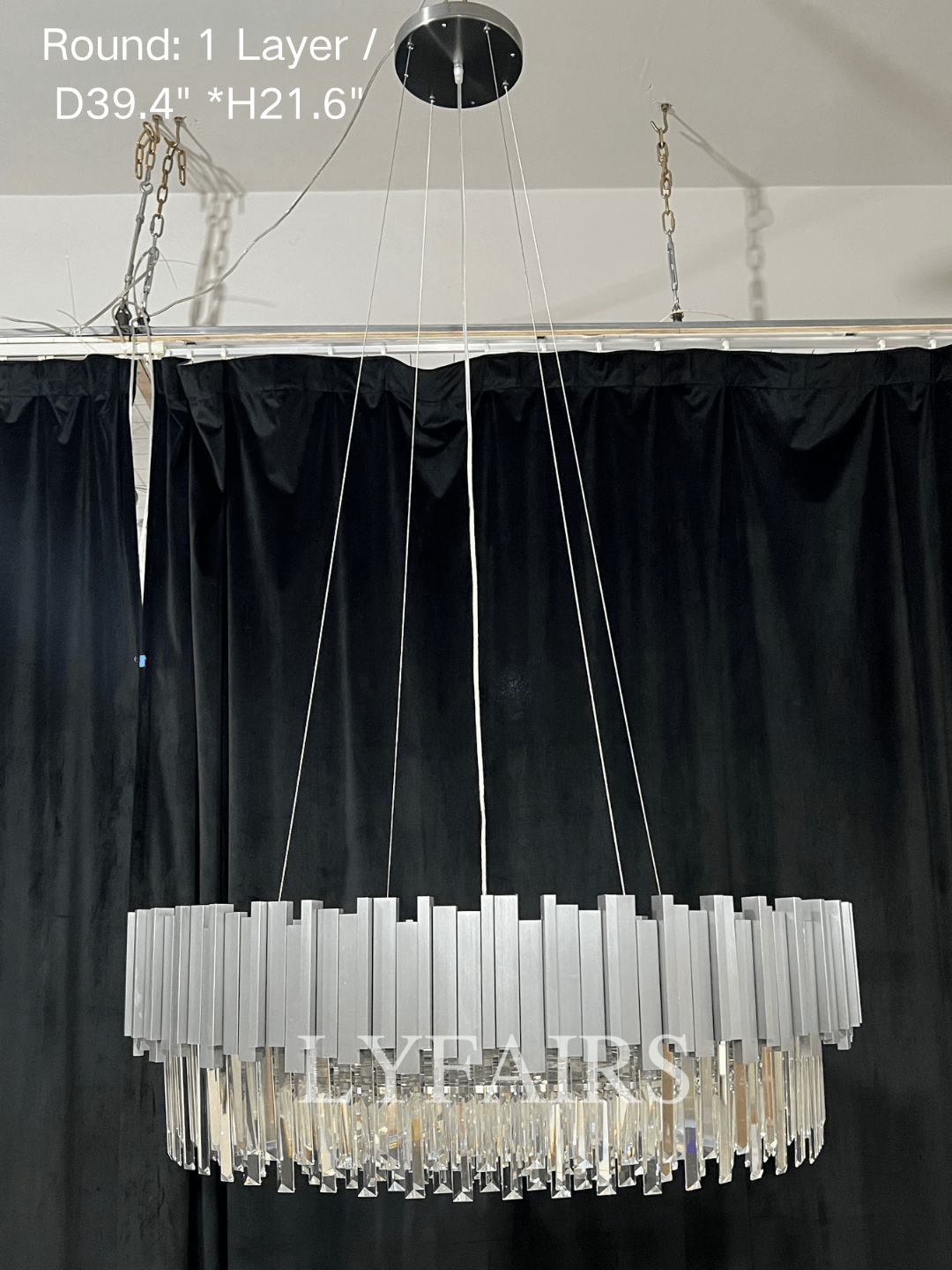 Gold/Silver Round Modern Tiered Metal Crystal Chandelier - Round: 1 Layer D15.7"*H11.8"/4 LightsGoldWarm LightBlushlighting