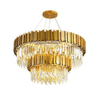 Gold/Silver Round Modern Tiered Metal Crystal Chandelier - Round: 2 Layers D36.2" *H21.6"/21 Lights/40kgGoldWarm LightBlushlighting