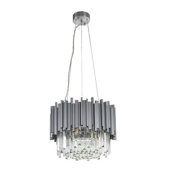 Gold/Silver Round Modern Tiered Metal Crystal Chandelier - Round: 1 Layer D15.7"*H11.8"/4 LightsSilverWhite LightBlushlighting