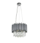 Gold/Silver Round Modern Tiered Metal Crystal Chandelier - Round: 1 Layer D15.7"*H11.8"/4 LightsSilverWhite LightBlushlighting
