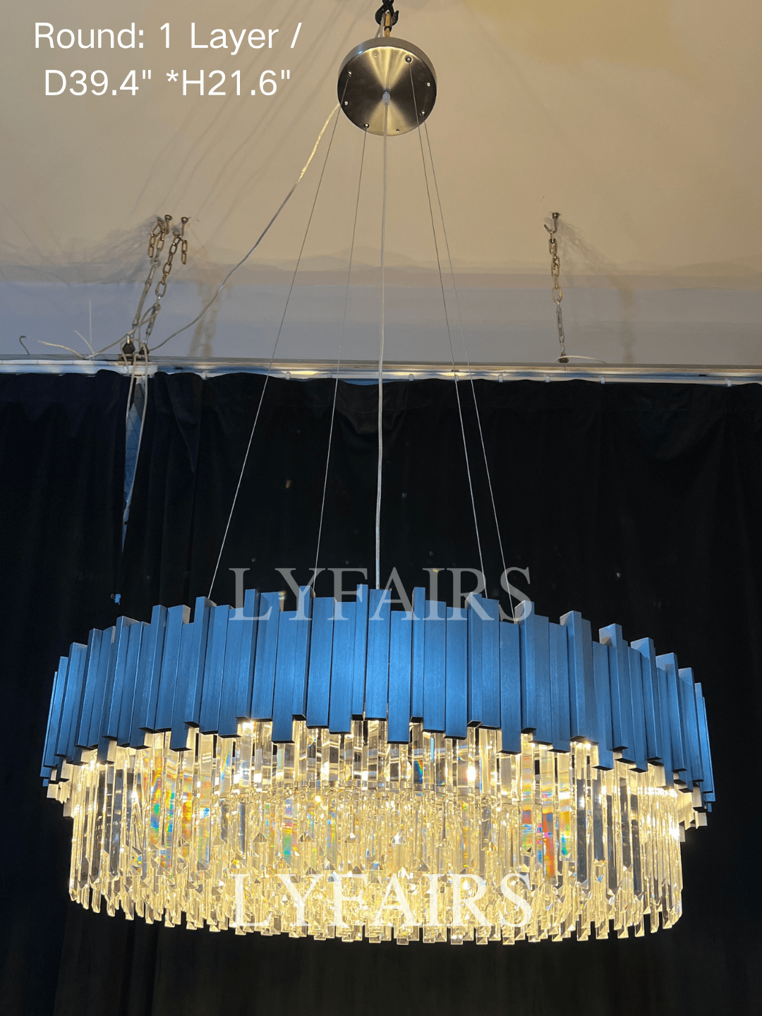 Gold/Silver Round Modern Tiered Metal Crystal Chandelier - Round: 1 Layer D15.7"*H11.8"/4 LightsGoldWarm LightBlushlighting