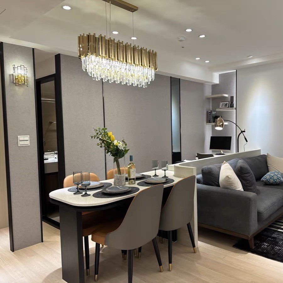Gold/Silver Round Modern Tiered Metal Crystal Chandelier - Round: 1 Layer D23.6"*H13.8"/9 Lights/27kgGoldWhite LightBlushlighting