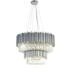 Gold/Silver Round Modern Tiered Metal Crystal Chandelier - Round: 2 Layers D31.5"*H21.6"/15 LightsSilverWarm LightBlushlighting