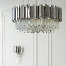 Gold/Silver Round Modern Tiered Metal Crystal Chandelier - Round/Pendant/ 2 Layers D18"*H22"/6 LightsGoldWhite LightBlushlighting