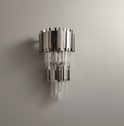Gold/Silver Round Modern Tiered Metal Crystal Chandelier - 2 Layers Wall Light: D10.6"*H21.3"SilverWarm LightBlushlighting