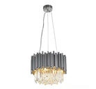Gold/Silver Round Modern Tiered Metal Crystal Chandelier - Round: 1 Layer D15.7"*H11.8"/4 LightsSilverWarm LightBlushlighting