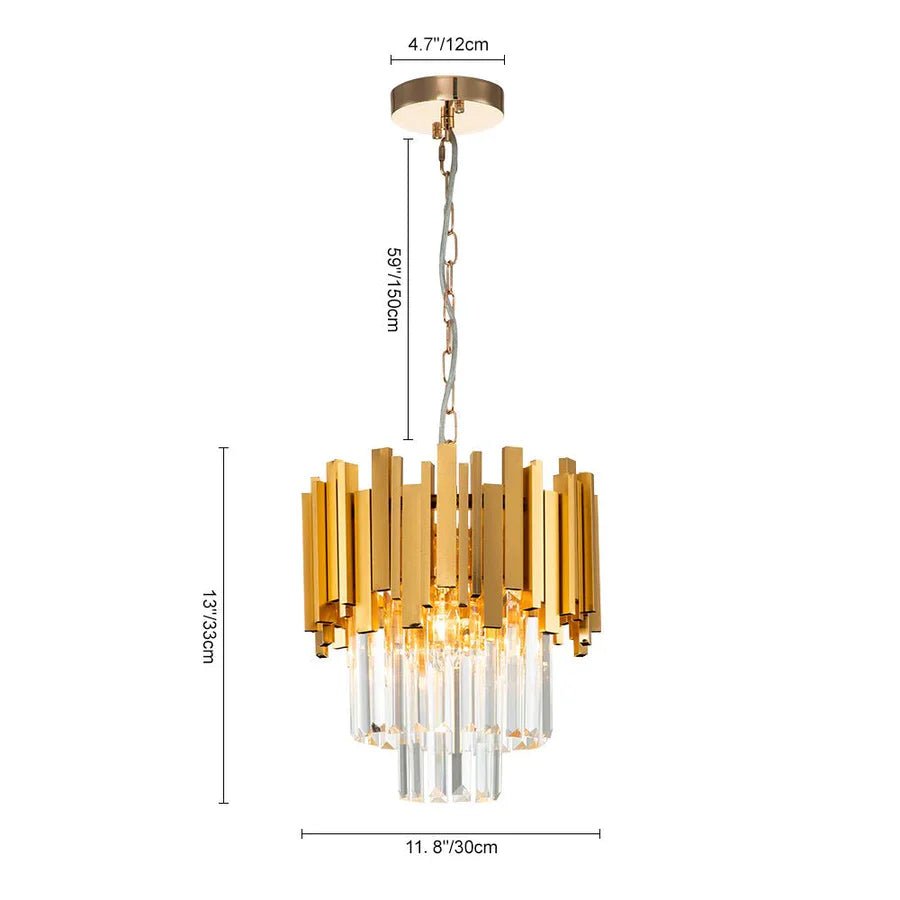 Gold/Silver Round Modern Tiered Metal Crystal Chandelier - Round: 1 Layer D15.7"*H11.8"/4 LightsGoldWarm LightBlushlighting