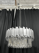 Gold/Silver Round Modern Tiered Metal Crystal Chandelier - Round: 1 Layer D15.7"*H11.8"/4 LightsGoldWarm LightBlushlighting