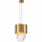 Gold/Silver Round Modern Tiered Metal Crystal Chandelier - Round/Pendant/ 2 Layers D9.8"*H18.9"/3 Lights/16kgGoldWarm LightBlushlighting