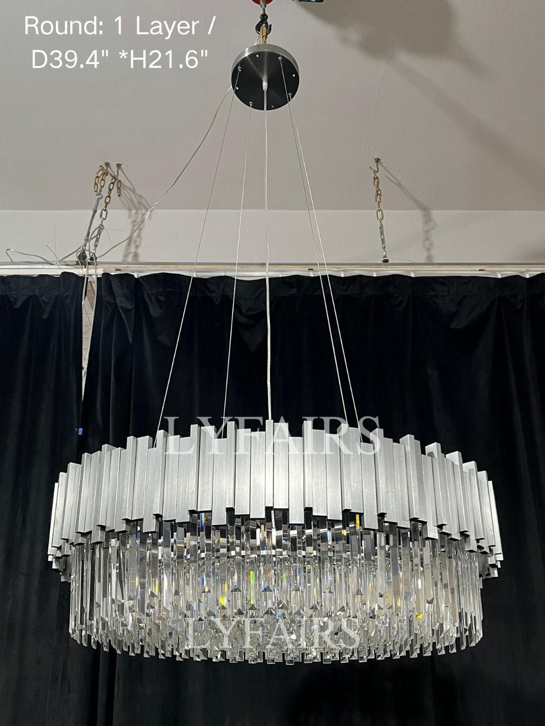 Gold/Silver Round Modern Tiered Metal Crystal Chandelier - Round: 1 Layer D15.7"*H11.8"/4 LightsGoldWarm LightBlushlighting