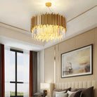 Gold/Silver Round Modern Tiered Metal Crystal Chandelier - Round: 1 Layer D17.7"*H11.8"/6 LightsGoldWarm LightBlushlighting