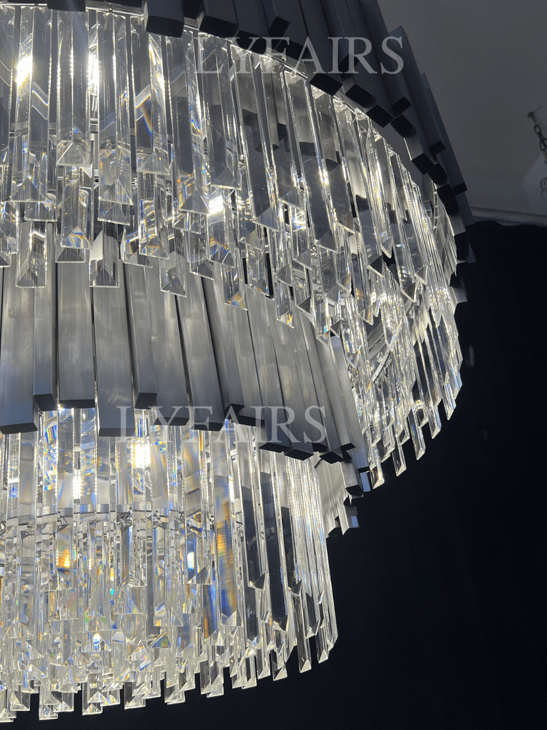 Gold/Silver Round Modern Tiered Metal Crystal Chandelier - Round: 1 Layer D15.7"*H11.8"/4 LightsGoldWarm LightBlushlighting