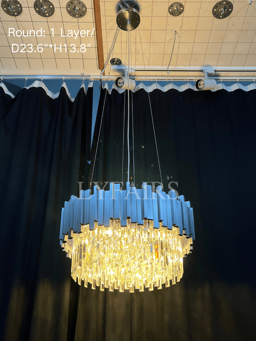 Gold/Silver Round Modern Tiered Metal Crystal Chandelier - Round: 1 Layer D15.7"*H11.8"/4 LightsGoldWarm LightBlushlighting