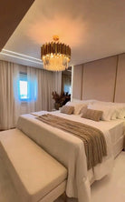 Gold/Silver Round Modern Tiered Metal Crystal Chandelier - Whole Set(Round: 2 Layers D39.4"+Rectangle: L35.5"+2 Layers Wall Light*2+Round: 1 Layer D36.2")GoldWarm LightBlushlighting