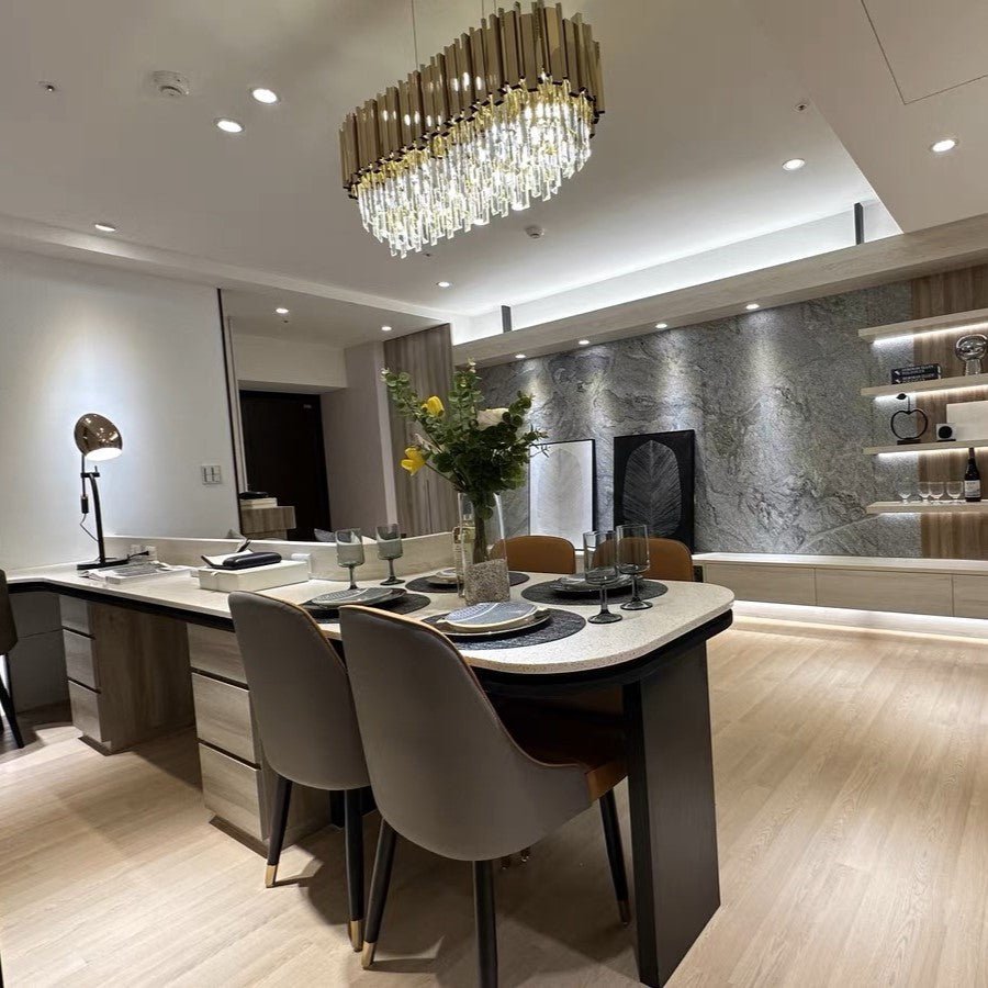 Gold/Silver Round Modern Tiered Metal Crystal Chandelier - Rectangle: L59.1“*W11.8”*H13”8"/26 LightsGoldWarm LightBlushlighting