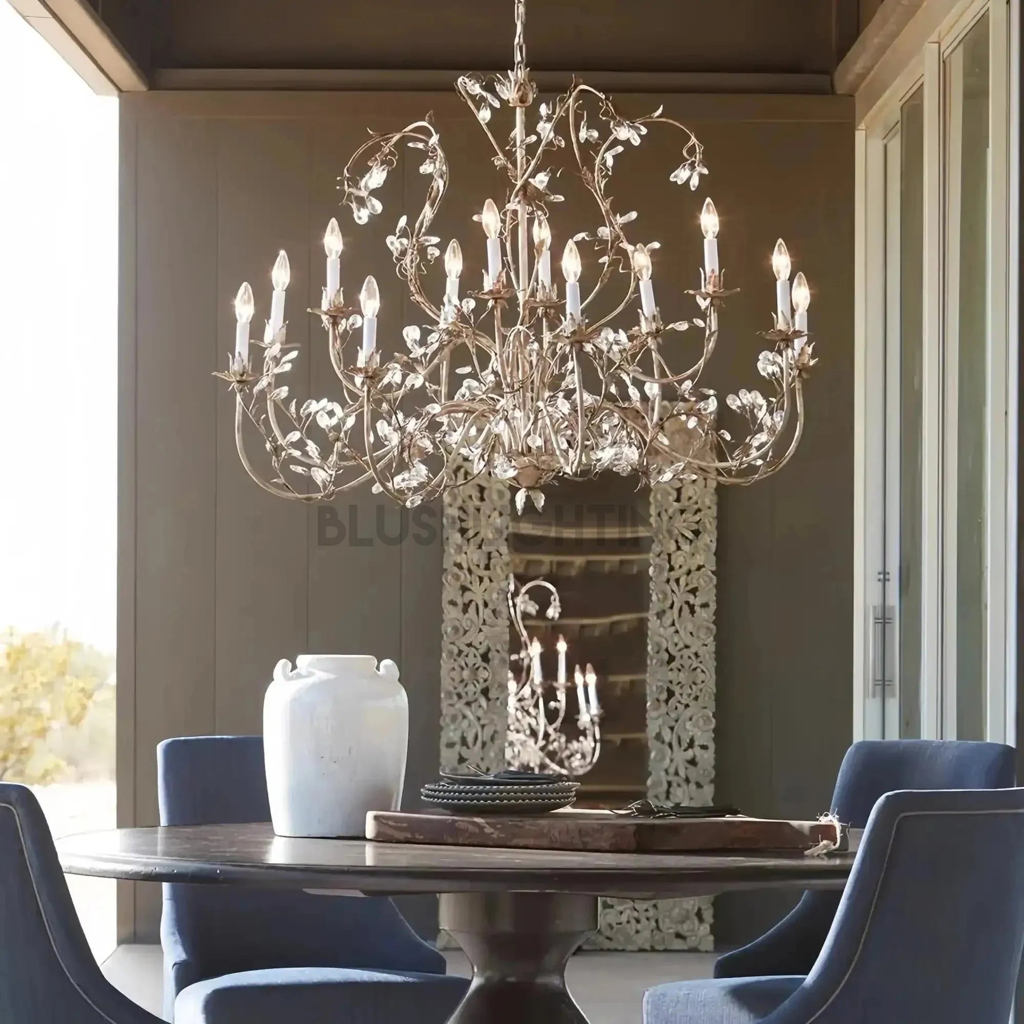 Gothic Claudette 12 - Light Round Chandelier - SliverBlushlighting