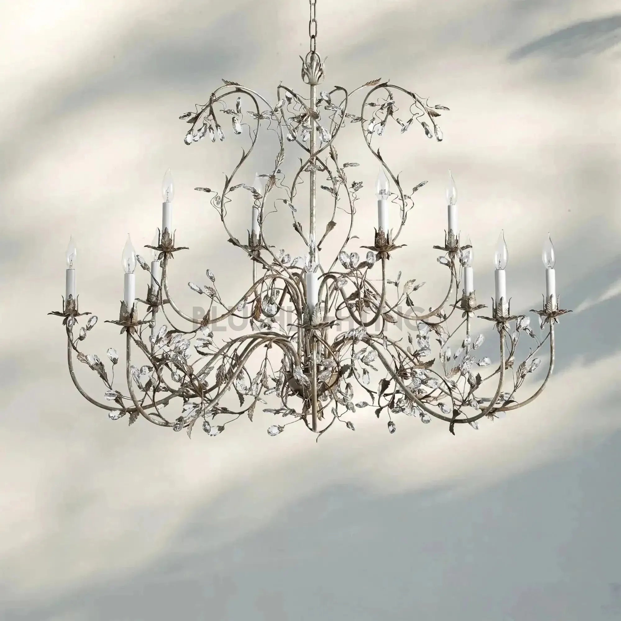 Gothic Claudette 12 - Light Round Chandelier - SliverBlushlighting