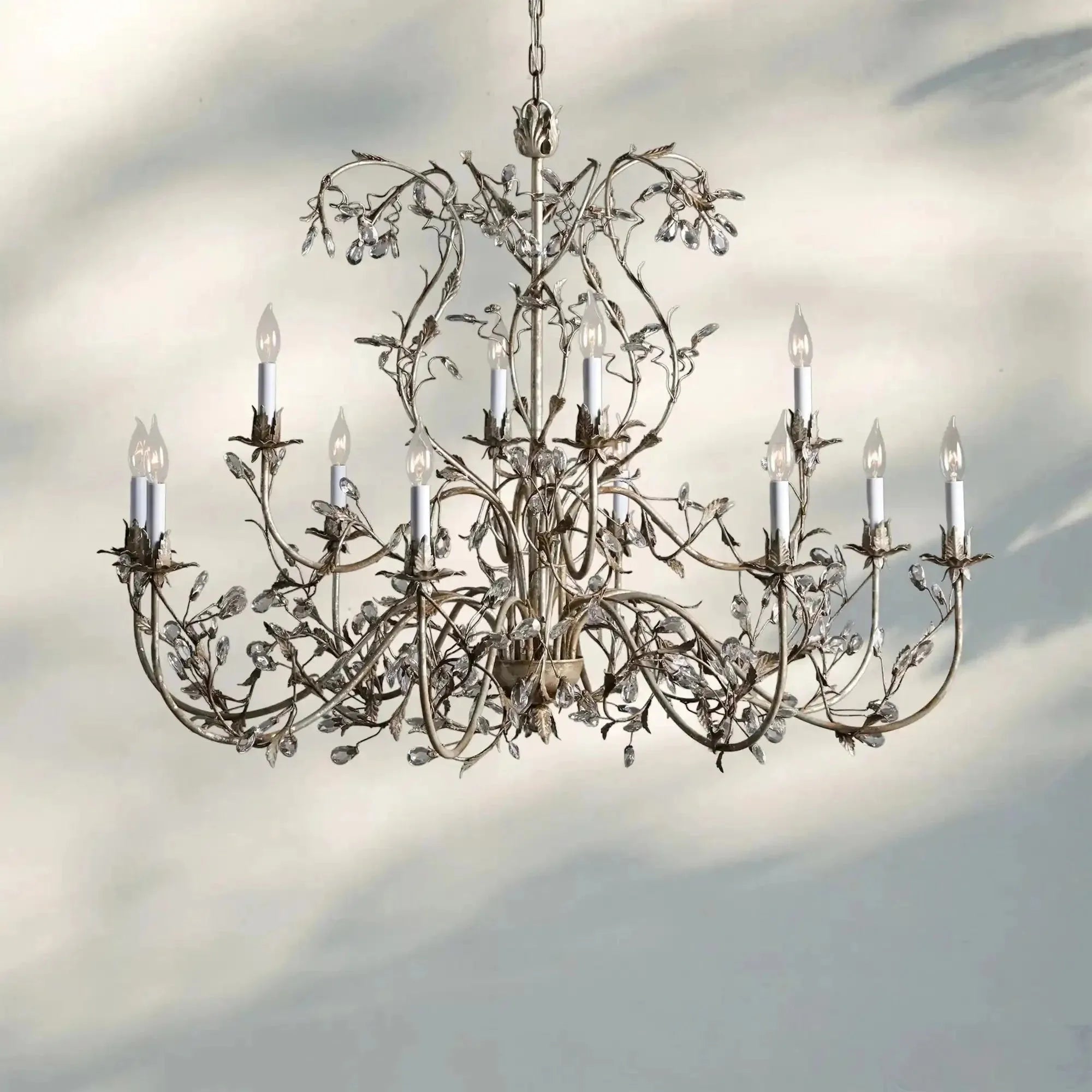 Gothic Claudette 12 - Light Round Chandelier - SliverBlushlighting