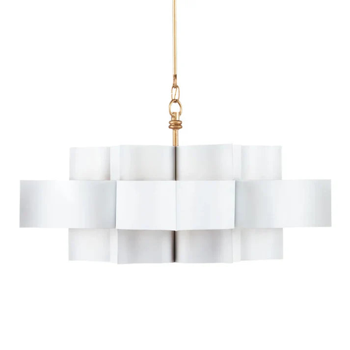 Grand Lotus Large Black Chandelier-Sugar White/Contemporary Gold Leaf-11"h x 20.25"dia-
