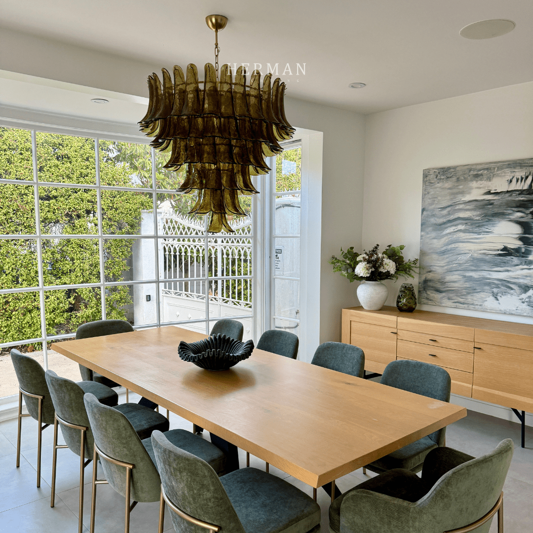 Green Petalo Murano Chandelier - 29.53"Blushlighting