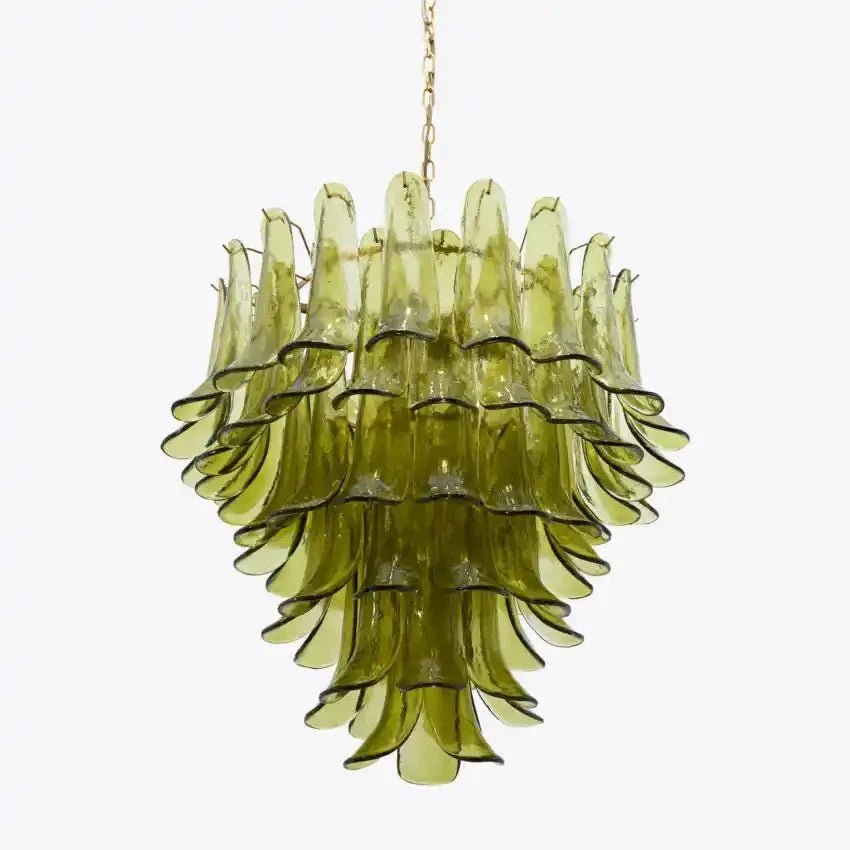 Green Petalo Murano Chandelier - 35.43"Blushlighting