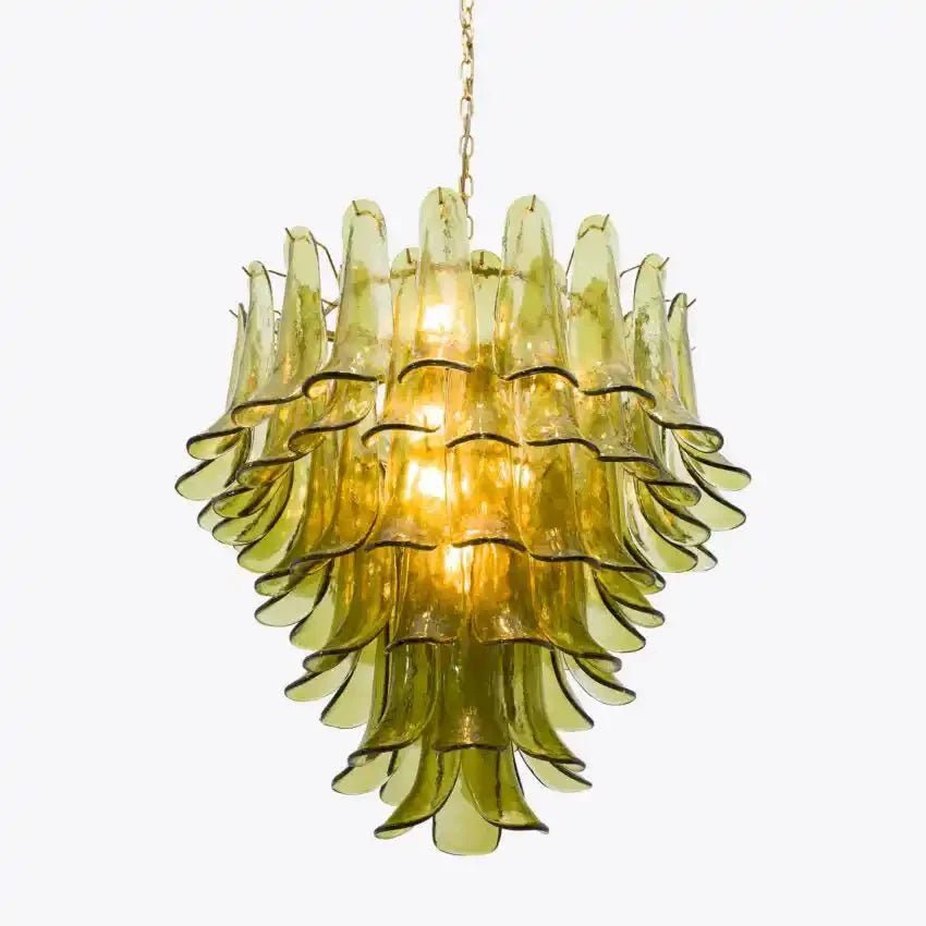 Green Petalo Murano Chandelier - 35.43"Blushlighting