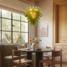 Green Petalo Murano Chandelier - 29.53"Blushlighting