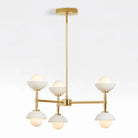 Greenwich Chandelier-Chandelier-Brass-Opal Glass Bowl Shade-