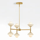 Greenwich Chandelier-Chandelier-Brass-Alabaster Stone Bowl Shade-
