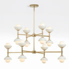 Greenwich Double Tier Chandelier-Chandelier-Brass-Opal Glass Bowl Shade-