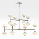 Greenwich Double Tier Chandelier-Chandelier-Nickel-Opal Glass Bowl Shade-