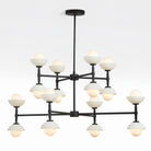 Greenwich Double Tier Chandelier-Chandelier-Black-Opal Glass Bowl Shade-