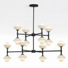 Greenwich Double Tier Chandelier-Chandelier-Black-Alabaster Stone Bowl Shade-