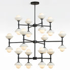 Greenwich Triple Tier Chandelier-Chandelier-Balck-Opal Glass Bowl Shade-