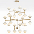 Greenwich Triple Tier Chandelier-Chandelier-Brass-Opal Glass Bowl Shade-