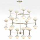 Greenwich Triple Tier Chandelier-Chandelier-Nickel-Opal Glass Bowl Shade-